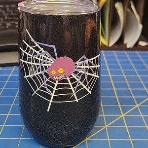 Black 16oz Tumbler with Spider Web Design New GLOW IN DARK